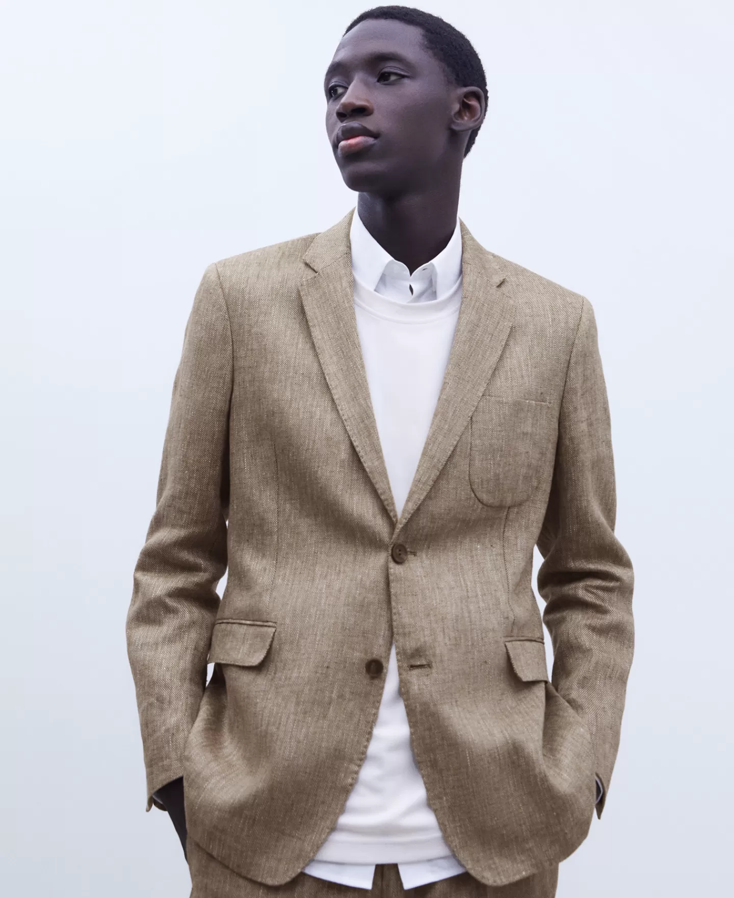 Adolfo Dominguez Blazer>Blazer Dos Botones En Lino Europeo Ocre