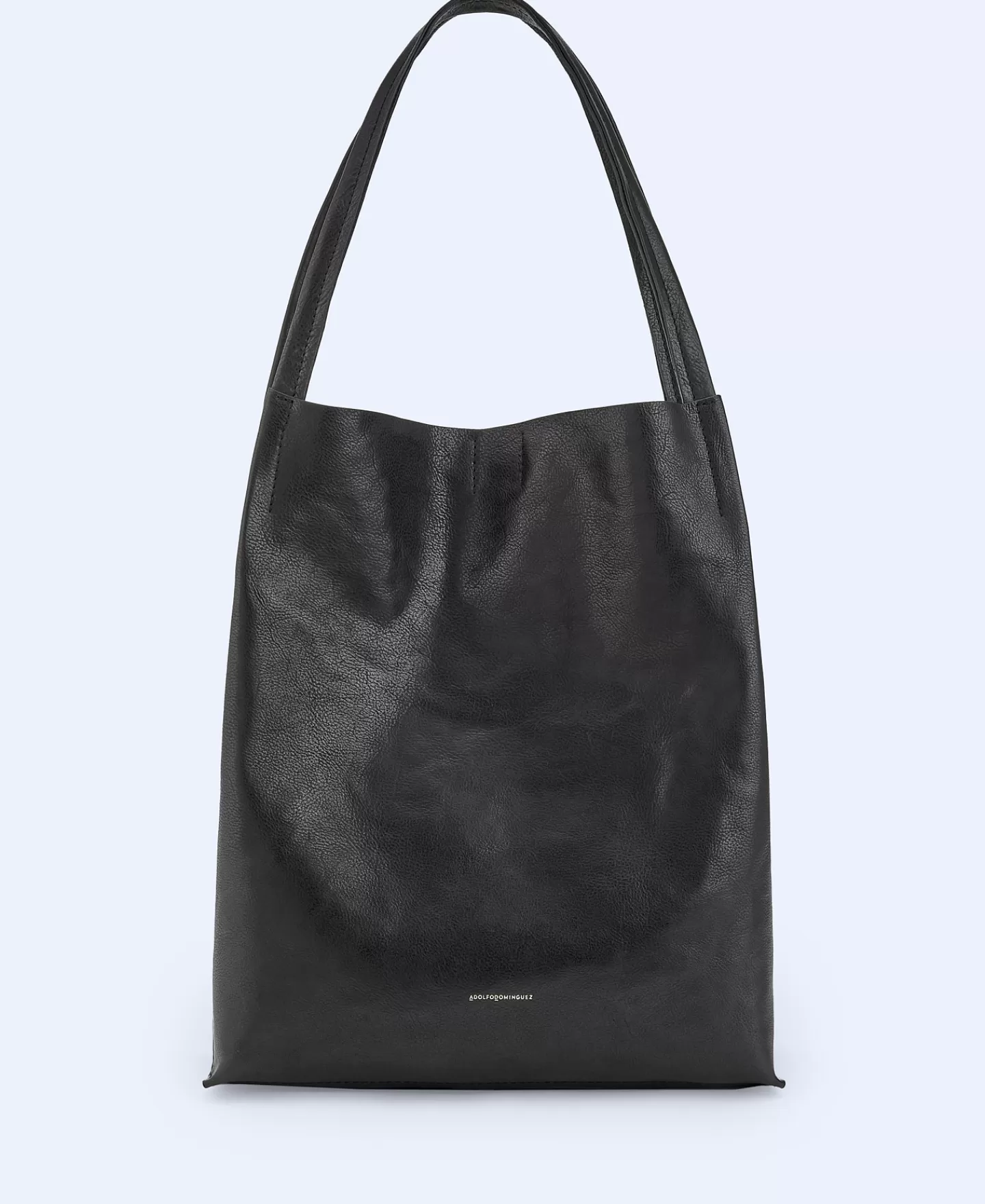 Adolfo Dominguez Bolsos>Maxi Shopper En Piel Vaqueta Negro