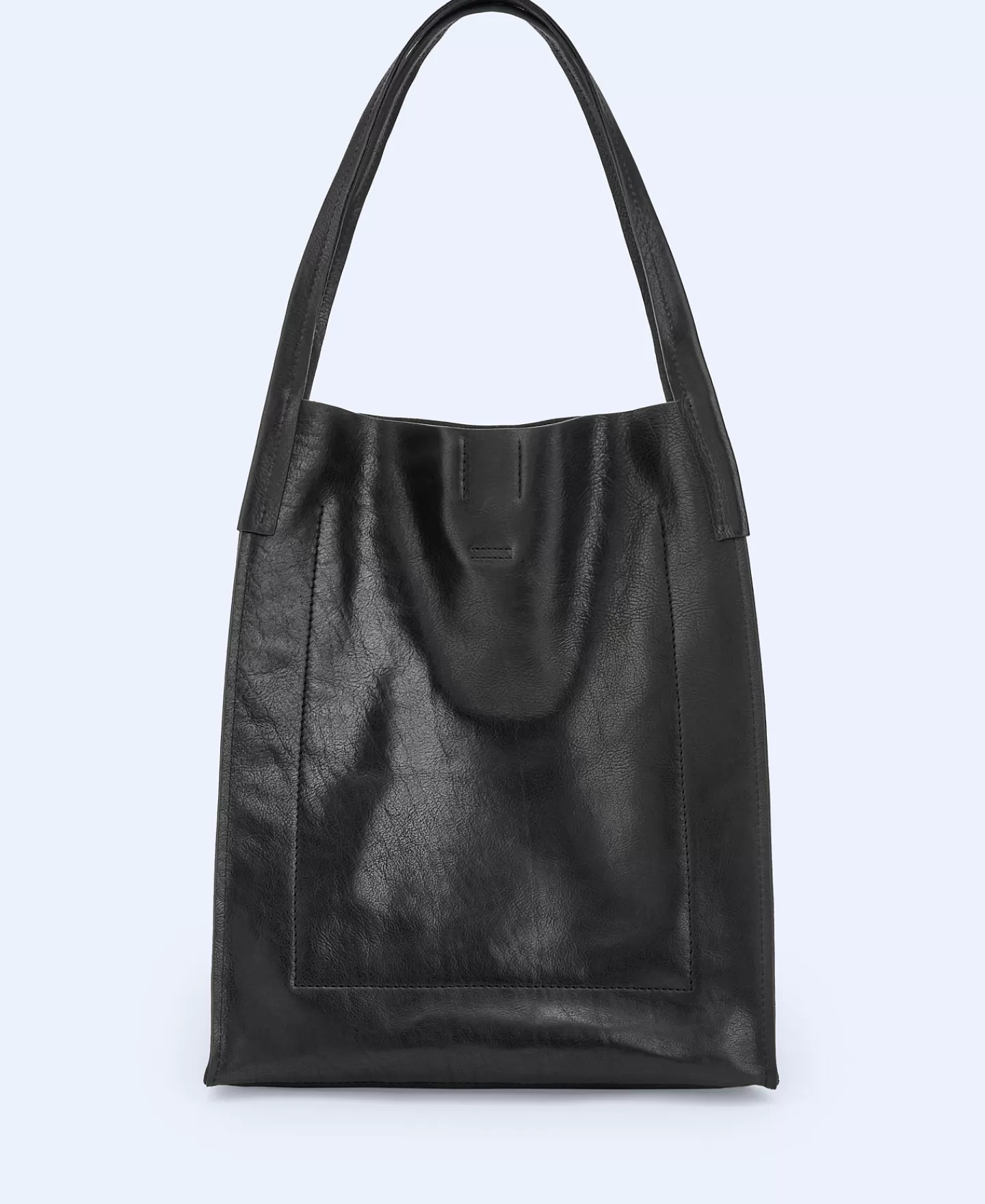 Adolfo Dominguez Bolsos>Maxi Shopper En Piel Vaqueta Negro