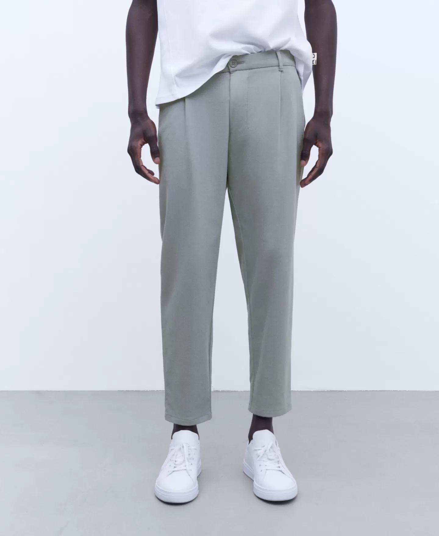 Adolfo Dominguez Pantalones>Pantalon Chino Holgado Con Pinzas Gris Claro