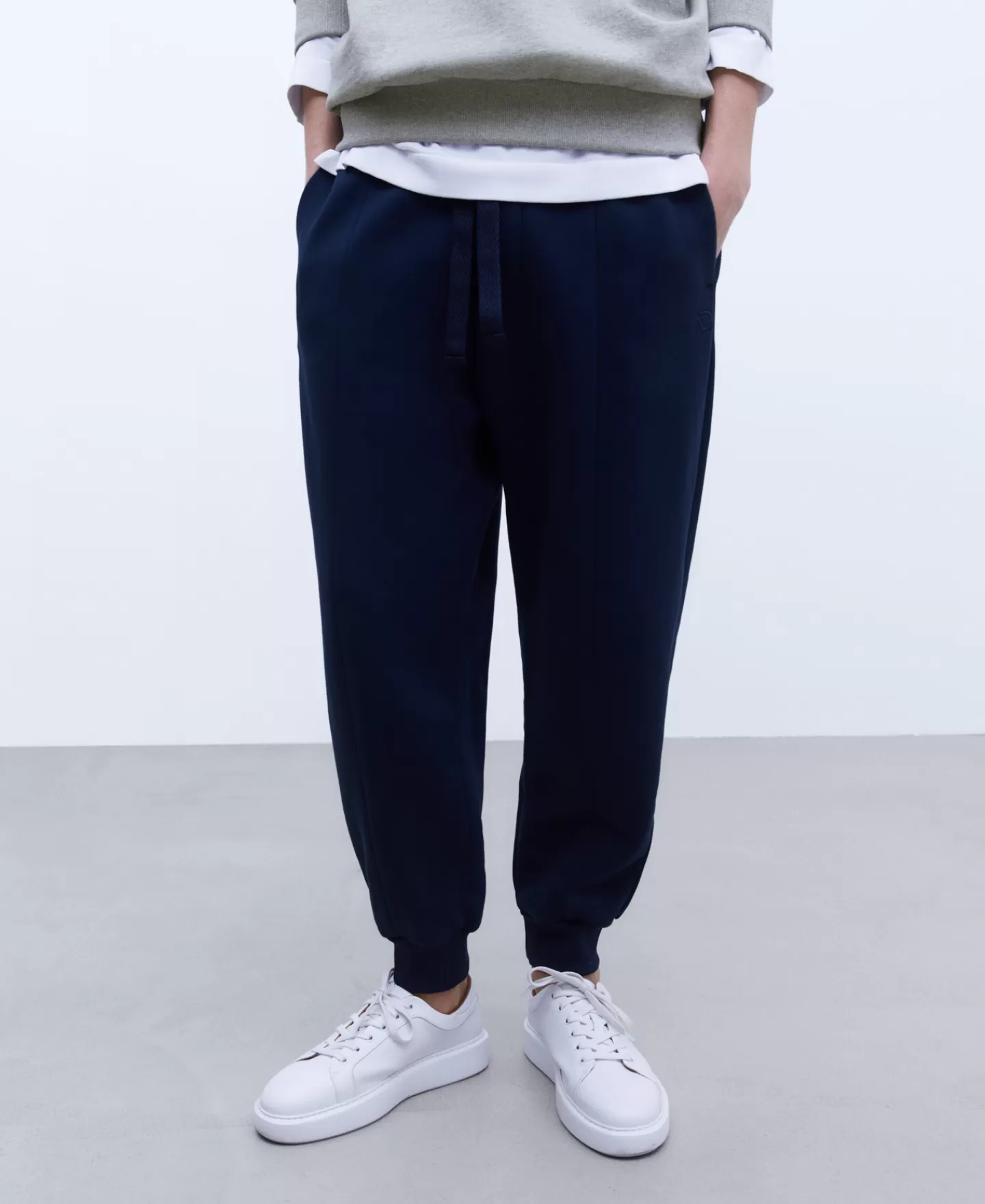 Adolfo Dominguez Pantalones>Pantalon Jogger En Algodon Organico Azul Marino