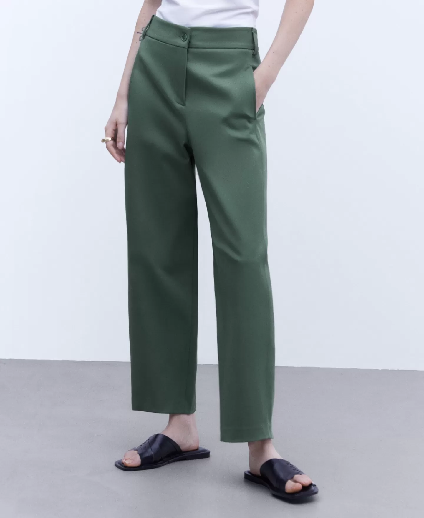 Adolfo Dominguez Pantalones>Pantalon Regular Fit Verde